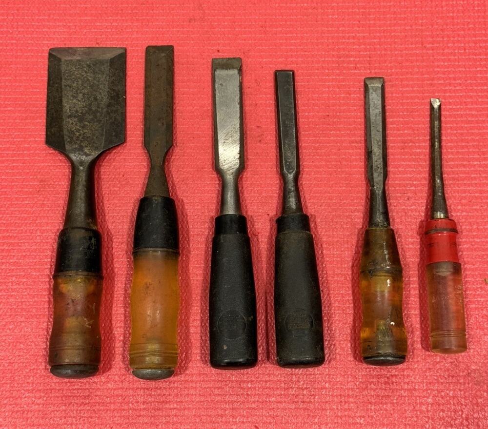 Vintage STANLEY TOOLS 6 PC Set Woodworking Chisel Set